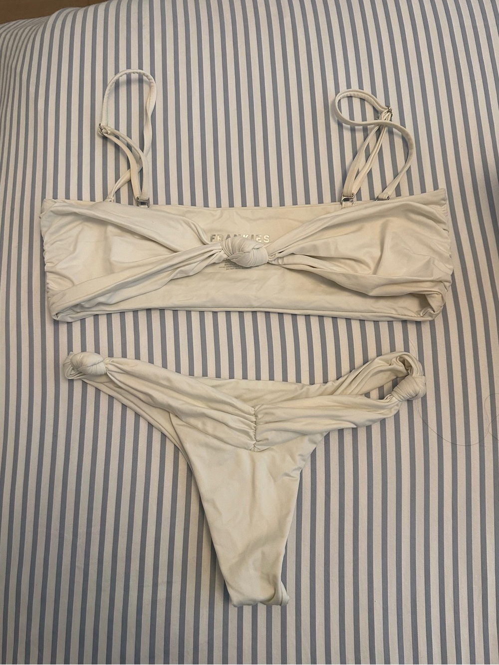 Frankie’s Bikinis White Ruched Bandeau Set